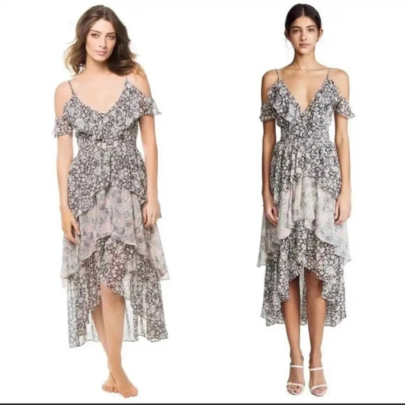 MISA Los Angeles Idalia Tiered Ruffle Midi Dress XS - Picture 2 of 7